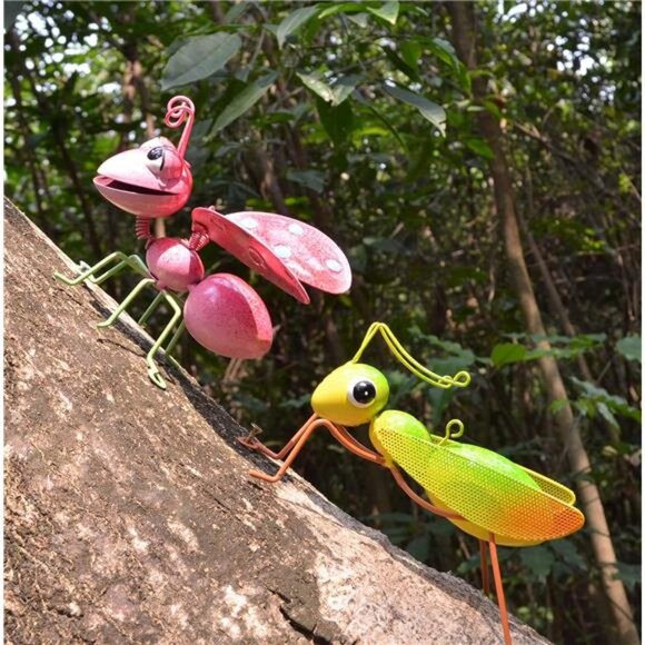 Outdoor Wall Ladybug and Mantis Metal Set of 2 Yard Art-Perfect Garden - Picture 2 of 7